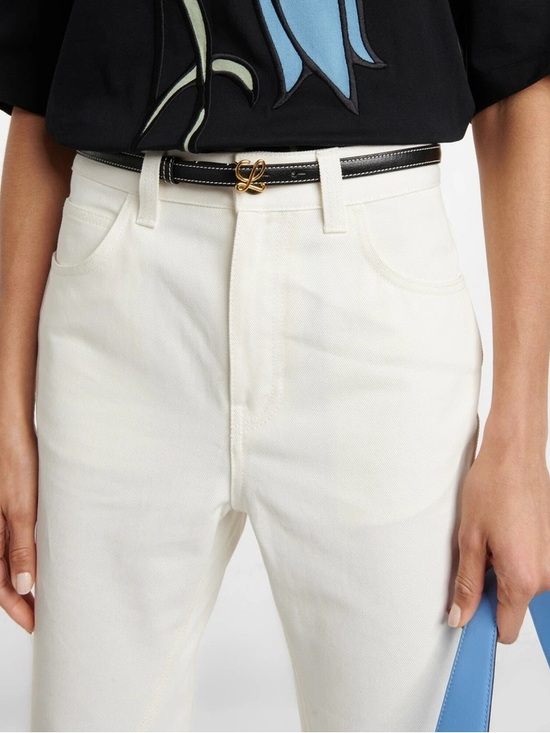 Loewe Accessories - Loewe Black Skinny Leather Belt Gold L Collection SS 23 Size 75 Small